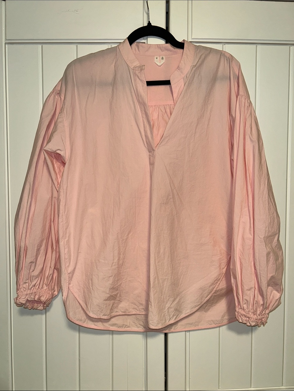 Arket Pale Pink V-Neck Peasant Blouse